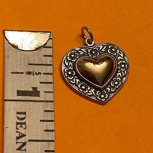 James Avery Vintage Heart-Shaped 925 SS & 14K Gold Converted to Charm